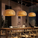 Bamboo Rattan Hand-Woven Pendant Light Boho Rustic Chandelier Beige Ceiling Light for Kitchen Island Dining Bedroom Living Room