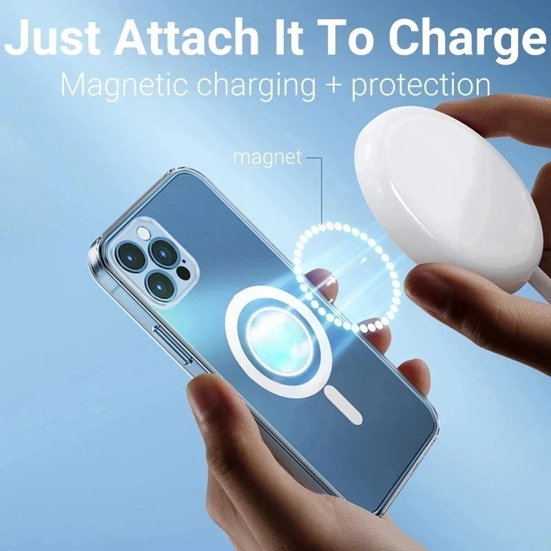 Ultra Clear Magnetic Circle Magsafing Case on For IPhone 12 11 13 Pro Max Mini XS XR X 8 Plus 2 SE 2020 I Phone 10 Macsafe Cover