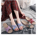 Mntrerm New style slippers Summer home men and women Summer linen lovers Home thick soled anti-skid indoor sandals Female summer