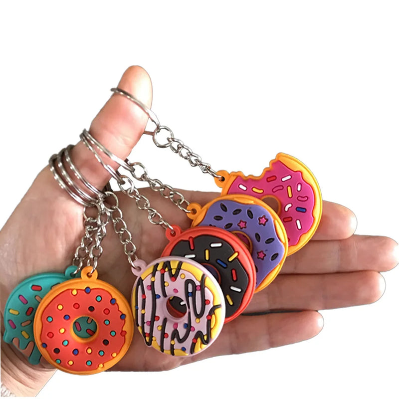 Creative Sweet Donut Keychain Party Favors Kids Food Pendant Keyrings Bag Pack Ornaments Keychain Accessories Gifts