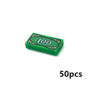 MOC Creative Building Blocks Dollar Cents Money Coins Cash Bill City Gold Silver Treasure Chests Bricks 3069 30385 Printed Tile