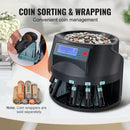 VEVOR 230/300 Coins/Min USD Coin Sorter Counter Professional Electric Automatic Machine LED Display for School Shop Bank Black