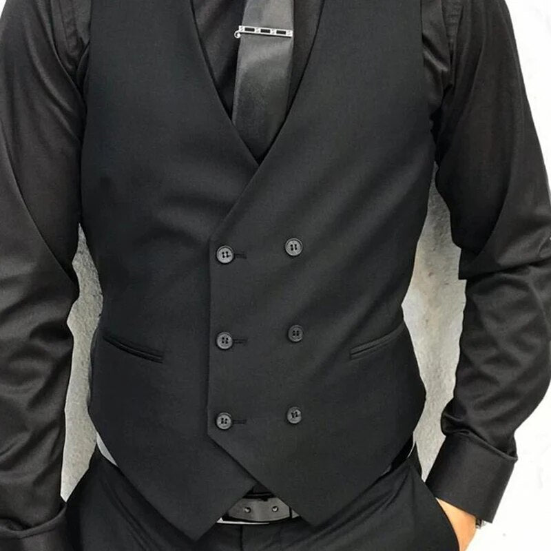Formal Sleeveless Men Vest with Double Breasted One Piece Black Male Suit Waistcoat Custom Wedding Tuxedo Waist Fashion Coat