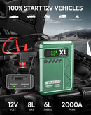 YESPER 2000A Jump Starter & Air Compressor – 150PSI Tyre Inflator, 12000mAh Power Bank, LED Screen, for 8L Gas 6L Diesel