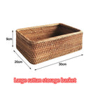 Handgeflochtener Rattan-Korb, Obstkorb, Teekorb, Snackkorb, Brotkorb, Kosmetikaufbewahrung, rechteckige Aufbewahrungsbox, Haushalts-Küchenbedarf
