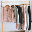 2025 Winter New Couple Sleepwear Set Flannel Zipper Long Sleeve Pants Two Piece Coral Plush Thickened Men's and Women's Home Fur
