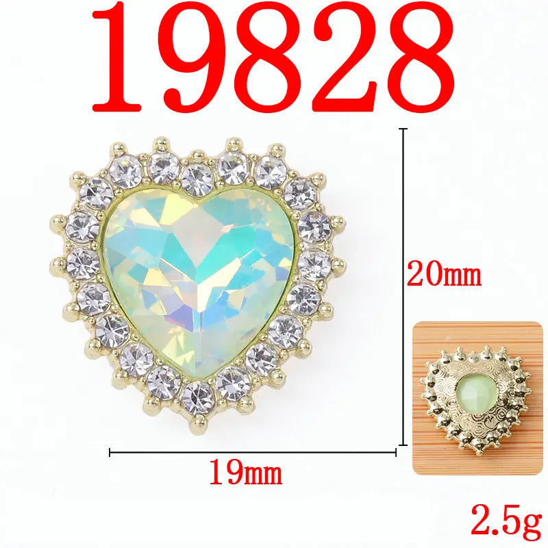 10Pcs Heart Decorative Button Full Diamond Mocha Colour Flower Plate Alloy Buckle Jewelry Accessories DIY Rhinestone Materials