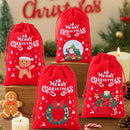 6pcs Christmas Linen Drawstring Bags Burlap Gift Bags Candy Biscuits Pouchs for Home Decor 2025 Navidad Natal New Year Gift 2026
