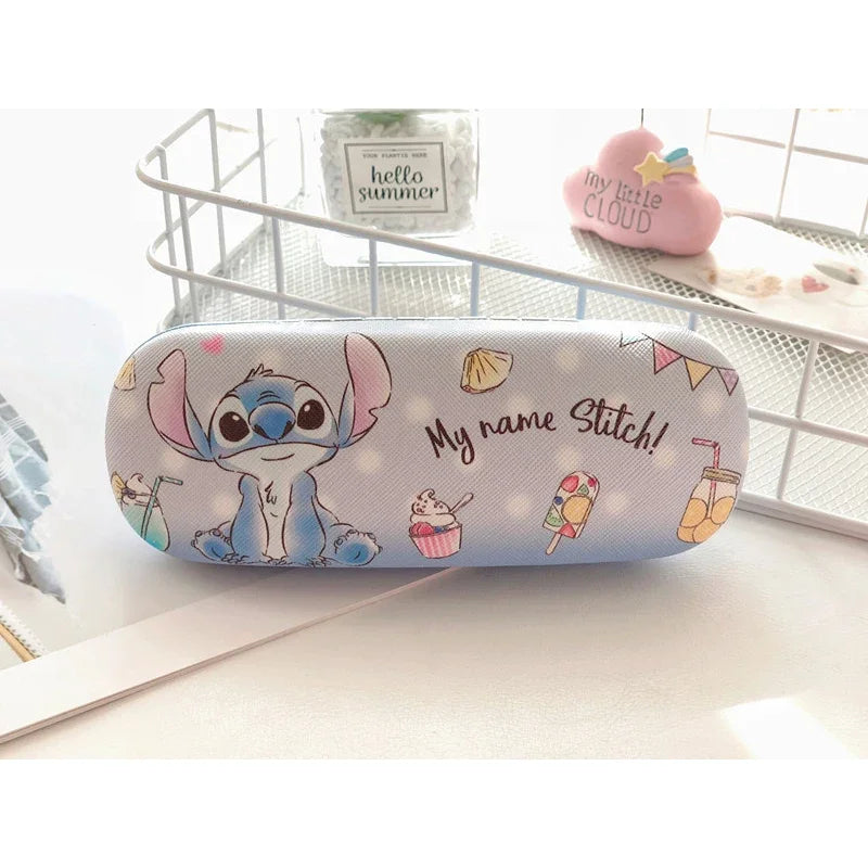 Disney Cartoon Stitch Figure Printed Glasses  Anime Case Hard Shell Protective Student Glasses Storage Box Boys Girls Birthday