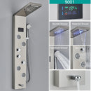 LED Light Bathroom Shower Faucet Set LED Rainfall Shower Panel System Bathtub Water Mixer Tap Massage SPA Temperature Screen