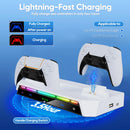 Wall Mount Kit For PS5/ Pro/ Slim Console with RGB Light Charging Station Headset Hanger For PS5 Dual Controller Accessories