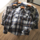 Autumn Winter Men's Fleece Linend Warm Shirt Jackets Thickened Long Sleeve Flannel Checked Shirts Vintage Casual Men Shirt Coats