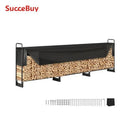 SucceBuy 12,7FT Brennholzregal für den Außenbereich mit Abdeckung, robuster Brennholzständer und wasserdichte 600D Oxford-Abdeckung für Kamin und Terrasse