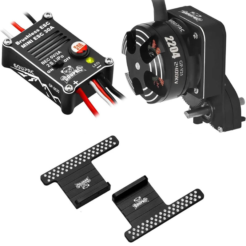 2204 2400KV Brushless Outrunner Motor with Transmission and 30A ESC for 1/24 RC Crawler Axial SCX24 Upgrade