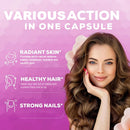 Fearathe Multi-Collagen Complex - Types I, II, III, V, X, for Healthy Hair, Skin, Nails, Bones and Digestive System
