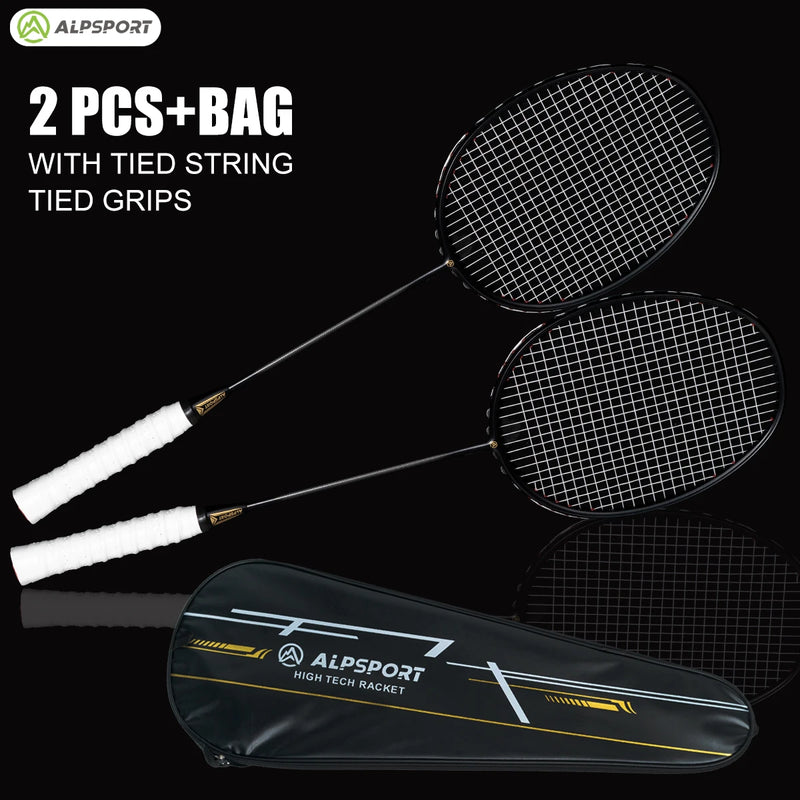 Alpsport XHP 2PCS Max 30LBS 6U 75g 100% legal original badminton racket Ultra-light full carbon fiber Badminton racket andbag