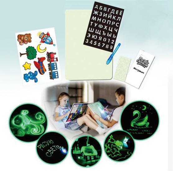 A3 A4 A5 Magic Luminous Drawing Board Draw With Light-Fun Sketchpad Board Fluorescent Pen Russian English Light Up Draw Toys