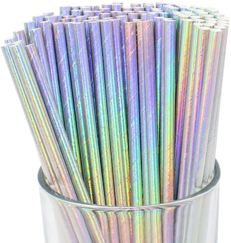 25 pcs lridescent Straws carnaval Party Wedding Decoration Kids Birthday Baby Shower Christmas Frozen Supplies party