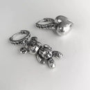 Anti-Allergie 925 Silber Nadel Damen Quasten Ohrstecker Vintage Accessoires Kleiner Bär LOVE Herz Asymmetrischer Party Schmuck