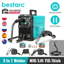 bestarc MIG Welder, MIG145 145Amps Gas MIG/Gasless MIG/Lift TIG/Stick 3 in 1 MIG with Digital Screen Display, 220V Single Phase