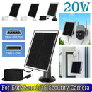 20W Camera Solar Charging Panel For EufyCam 3/3C Security Camera Micro USB/Type-C 360 Adjustable IP65 Waterproof for iPad