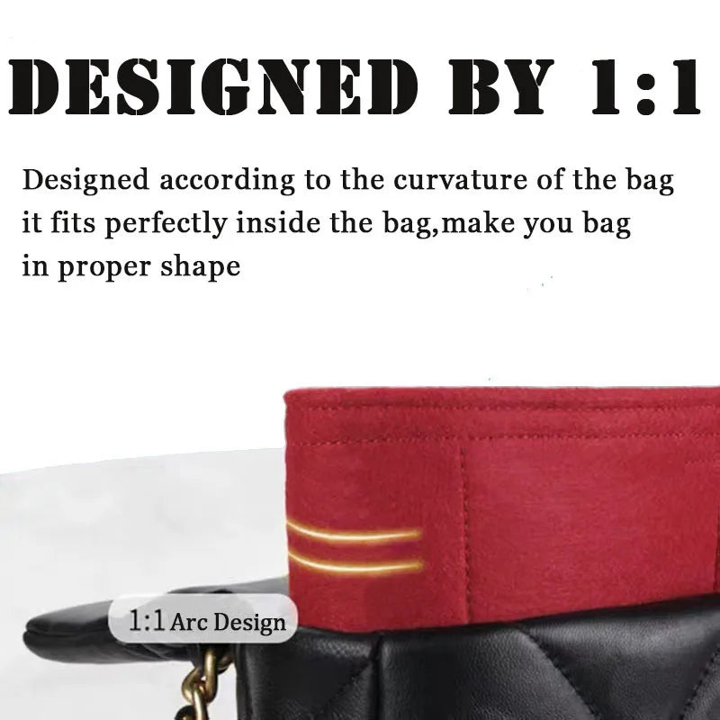 Fits For Classic Flap Women Handbag Organizer Cosmetic Insert With Phone Pockets Felt Liner Inner Bag Base Shaper
