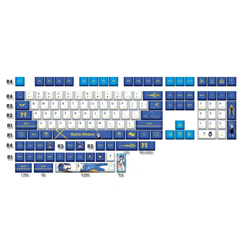 Vtuber Hololive Keycaps 132 Keys Ouro Kronii PBT Key Cover DYE Sublimation Cherry MX Axis Switch Keycap Mechanical Keyboard