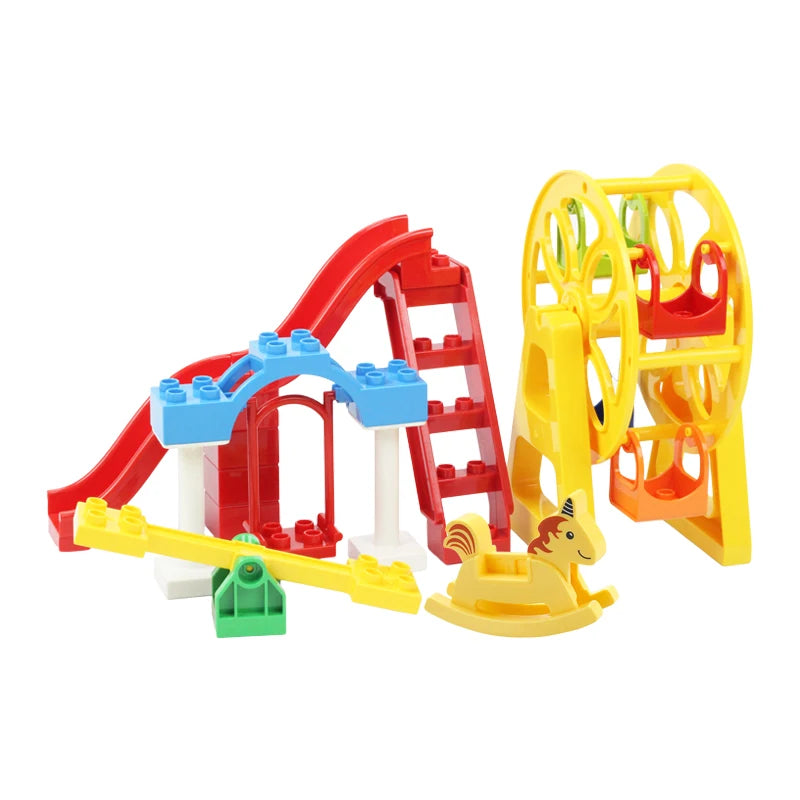Big Building Blocks Playground Pipeline Parts Slide Ladder Swing  Compatible Bricks Sets Baby Assemble Education Montessori Toys