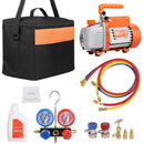SucceBuy 3.5CFM 4CFM Single Stage Rotary Vane HVAC Air AC Vacuum Pump & A/C Refrigerant Kit Manifold Gauge Set Air Conditioning