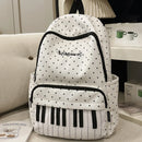 New Large Capacity Polka Dot Backpack Lightweight Multifunctional Piano Key Backpack Black Piano Mochilas for Women