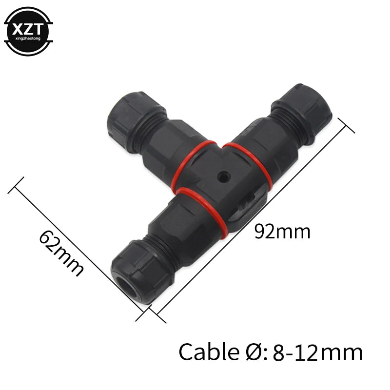 IP68 T Shape Waterproof Connector 3 Pin Wire Connectors Quick Screw Connect Push-in Terminals Electric Junction Box DIY