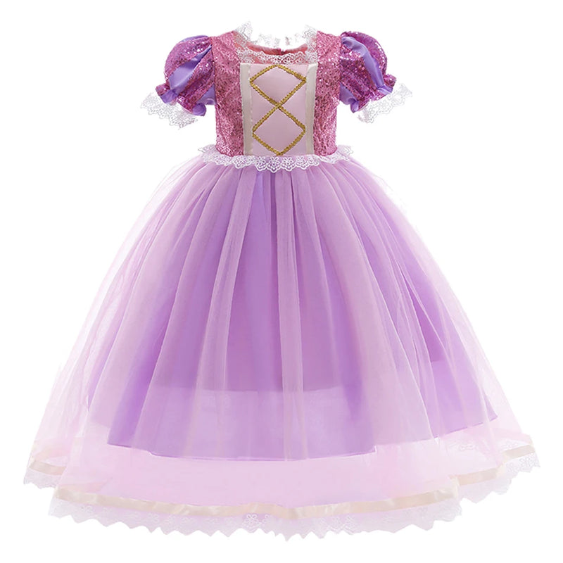 Girls Aurora Belle Rapunzel Sofia Princess Dress Halloween Easter Cosplay Costume Party Kids Dresses for Girls Children Clothing