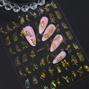 The Gilded Leaf | 12-Piece 3D Metallic Leaf Nail Sticker Set