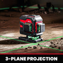 YEVOLT YVGLL4XS12T Series Green Laser Level 3-Plane 12-Line Self-leveling 360 3D Horizontal & Vertical Power Measuring Tools
