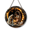 1pcs Easter Nativity Keepsake Christmas Plane Wooden Prayer Pendant Jesus Christ Religiou Hanging Tree Home Furnish Decor Supply