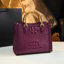 Brand Genuine Leather Real Bamboo Women's Bag Crocodile Pattern Handbag Portable Tote Bag Mom Tide Shoulder Messenger Bags