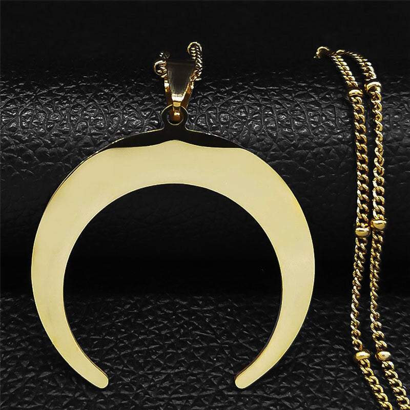 Gothic Stainless Steel Moon Necklace for Women Black Color Big Neckless Jewelry collar acero inoxidable mujer N3107S03