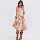 Summer New Elegant Slimming Long Dress Tank Sexy Side Slit Fragment Flower Dress Women's Waist-Fitted Clothing