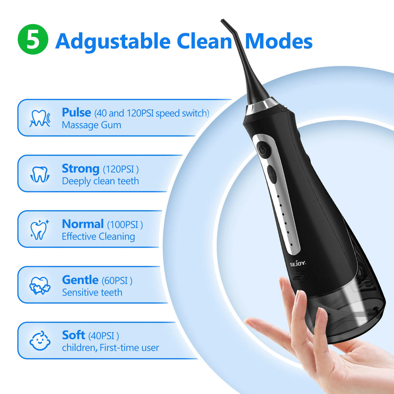 SEJOY New Irrigator Dental Water Flosser Mouth Washing Machine Home 5 Cleaning Modes 1800mAh USB IPX7 Waterproof 230ml