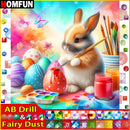 HOMFUN Fairy Dust AB Diamond Embroidery "Easter eggs Rabbit" Pattern DIY 5D Diamond Painting Needlework Full Drill Painting