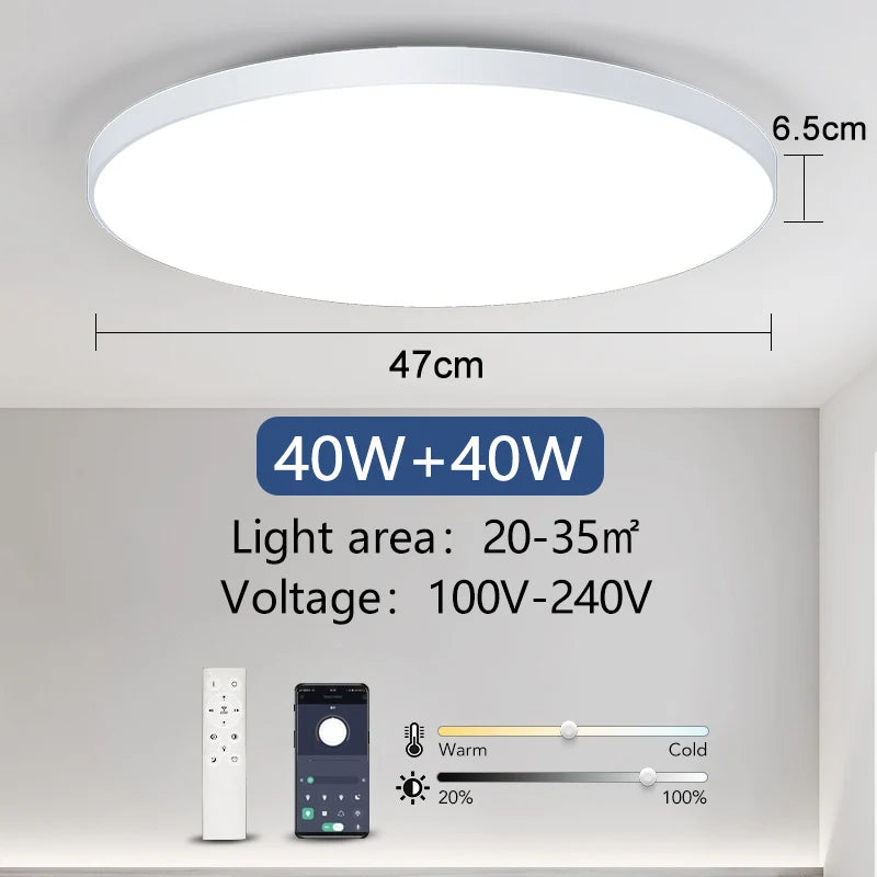 MARPOU LED Ceiling Light 80W 50W Modern Dimmable Smart Lamp With Remote Control Ceiling Lamp For Living Room Bathroom Kitchen