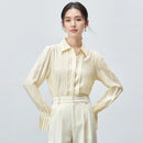 SENTUBILA Office Lady Long Sleeve Shirt Women 2025 Autumn Fall Fashion Pleate-detail Sleeve Button Up Shirts & Blouses 143C55634