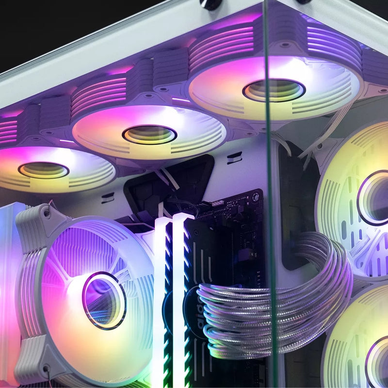 Aigo AR12PRO white Computer Case fan ventoinha PC 120mm rgb fan 4pin PWM Cooling fan 3pin5v Unlimited space argb 12cm ventilador