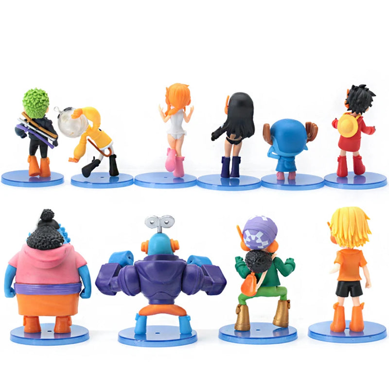 10pcs Anime One Piece Figure  Luffy Roronoa Zoro Toys Q Version Action Figura Kawaii Doll PVC Model Kid birthday Christmas Gift