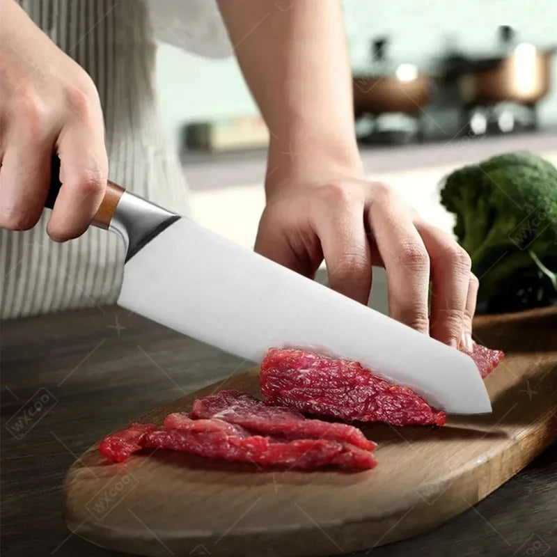 WXCOO Professional Kitchen Knives Hand Forged Boning Knife Japanese Stainless Steel Meat Cleaver Fruit Knife Kitchen Scissors