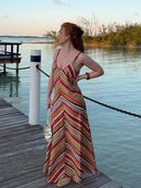 The Meridian Line | Colour-Block Halter Maxi Dress
