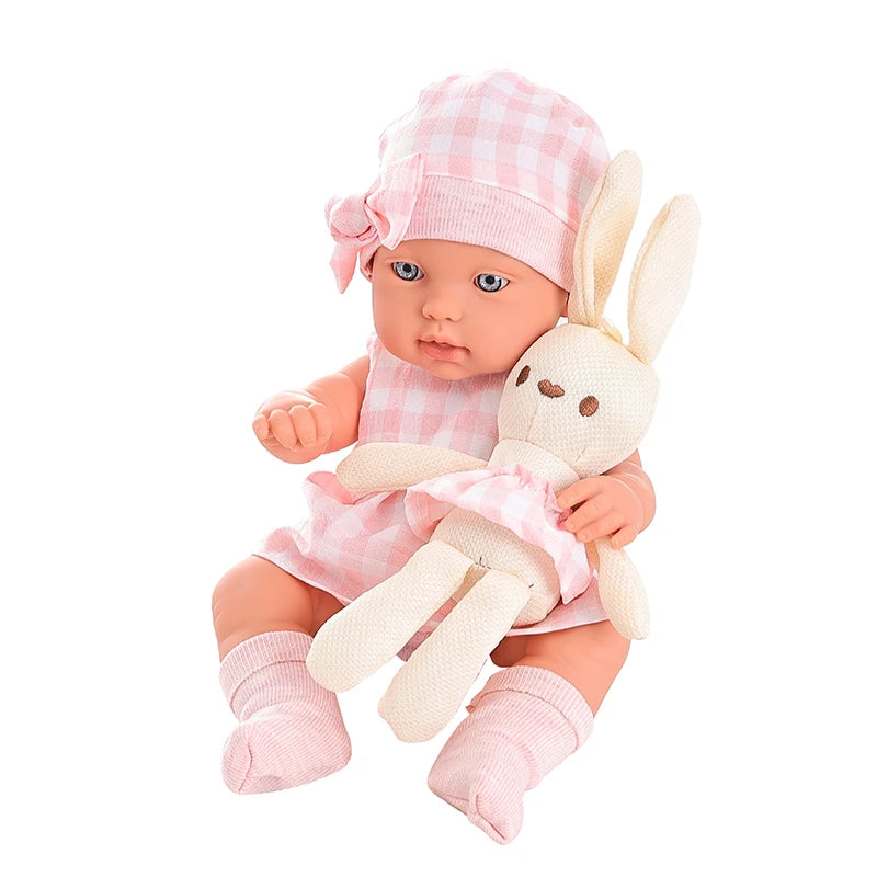 Baby Doll 14Inch/35CM Clothes Cute Rabbit with Sleeping basket Bebe Reborn Doll kids Soothing Newborn Doll For Girls favor Gift
