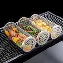 Stainless Steel Grill Basket with Wood Handle Scald Proof BBQ Rolling Grilling Basket Outdoor Camping BBQ Rack Grill Accessories