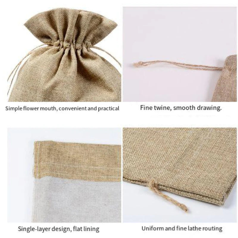 Burlap Gift Bags with Drawstring, Jute Bags, Linen Sacks, Storage Bags for Wedding Favors, Party Jewelry Pouches, 10Pcs