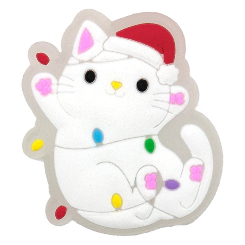 1-5PCS New Christmas LED Shoe Charms,Cute Santa Claus Cat & Dog Pin Accessories for Sandals,Shoe Clogs Buckle Christmas Gifts